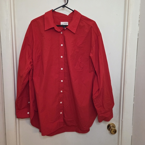 Universal Thread Tops - Universal Thread Women's Red Button-Up Dress Shirt